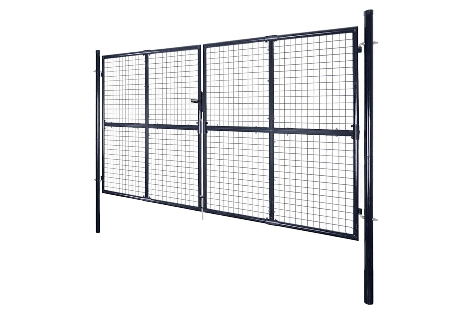 vidaXL 143367 Mesh Garden Gate Galvanised Steel 289x200cm Grey-2