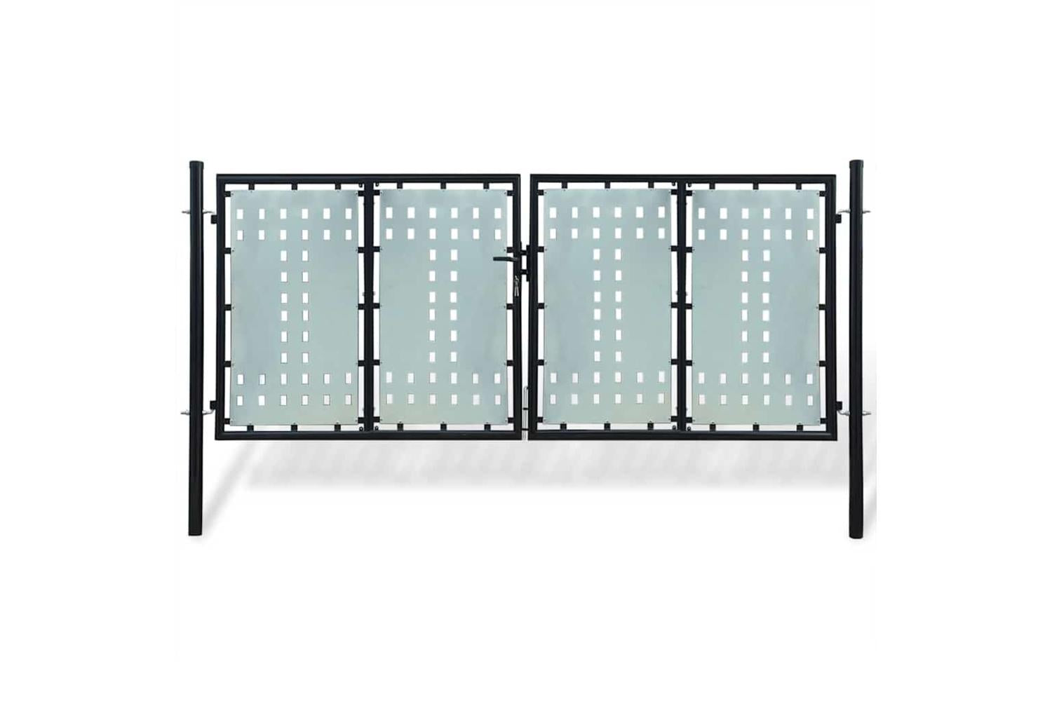 vidaXL 141692 Black Double Door Fence Gate 300 X 175cm