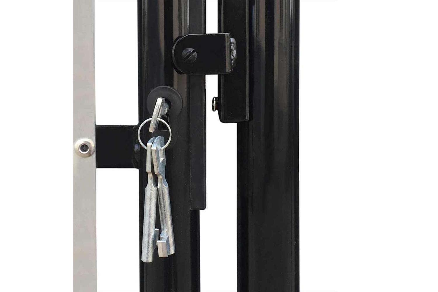 vidaXL 141692 Black Double Door Fence Gate 300 X 175cm-4