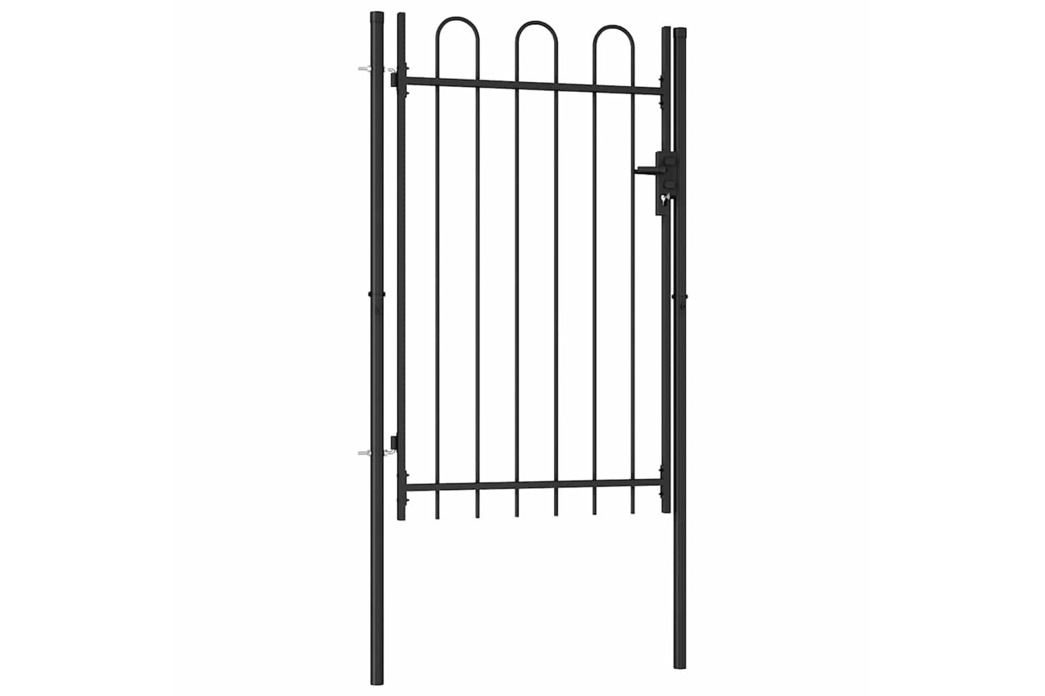 Vidaxl 146031 Fence Gate Single Door With Arched Top Steel 1x1.5 M Black
