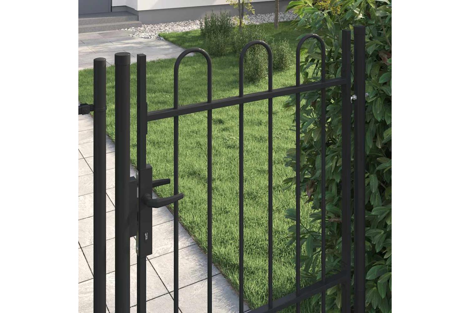 Vidaxl 146031 Fence Gate Single Door With Arched Top Steel 1x1.5 M Black-2