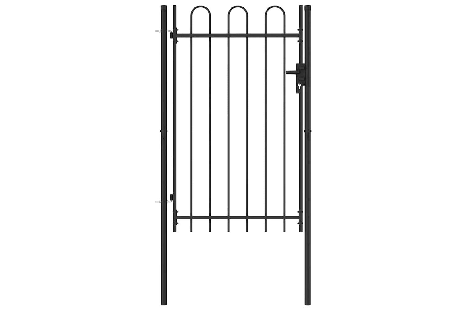 Vidaxl 146031 Fence Gate Single Door With Arched Top Steel 1x1.5 M Black-3