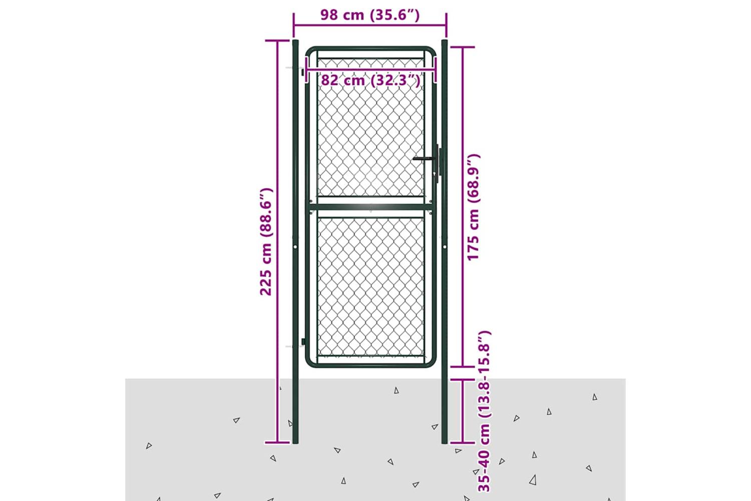 vidaXL 144406 Garden Gate Steel 100x175cm Green-4