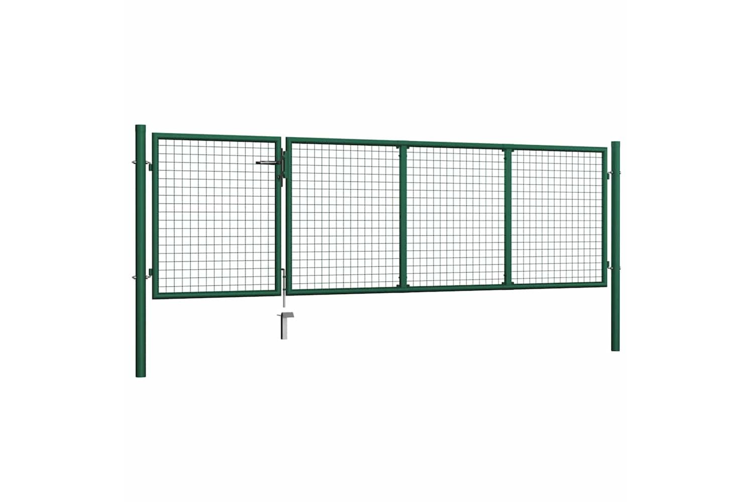 vidaXL 144305 Garden Gate Steel 350x100cm Green-2