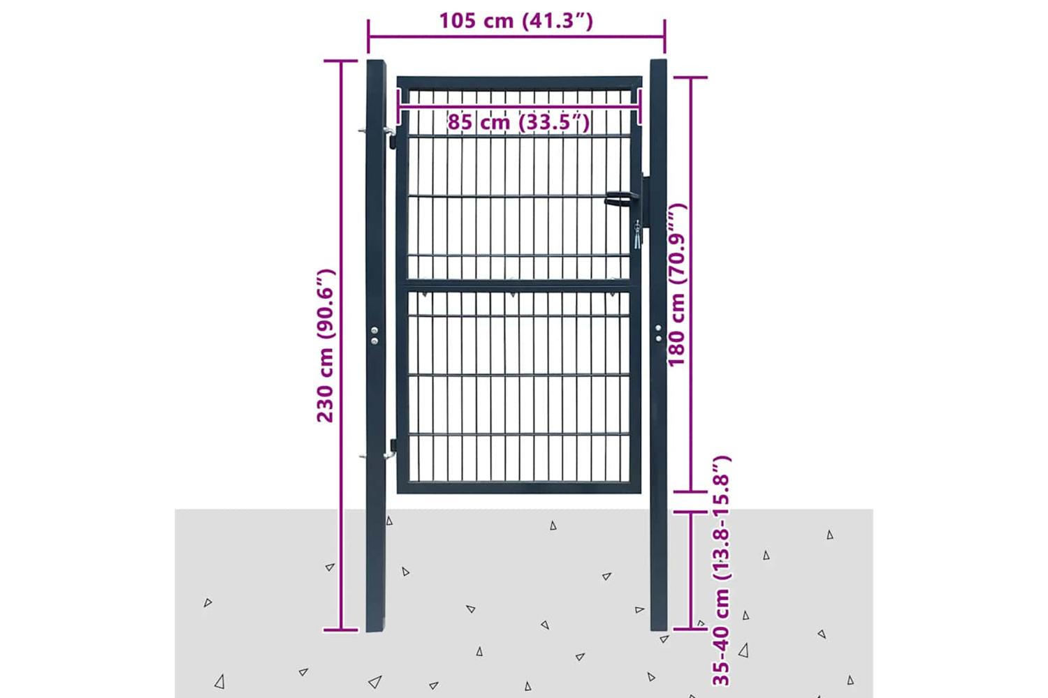 vidaXL 141745 2d Fence Gate (single) Anthracite Grey 106 X 230cm-7