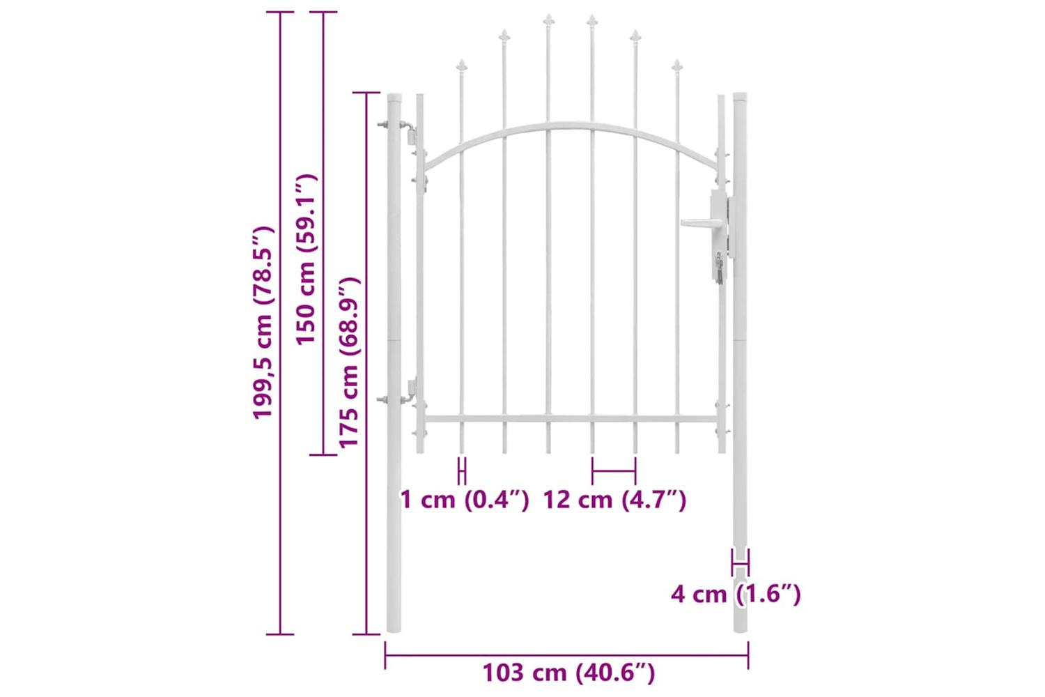 Vidaxl 143065 Garden Gate Steel 1x2 M White-5