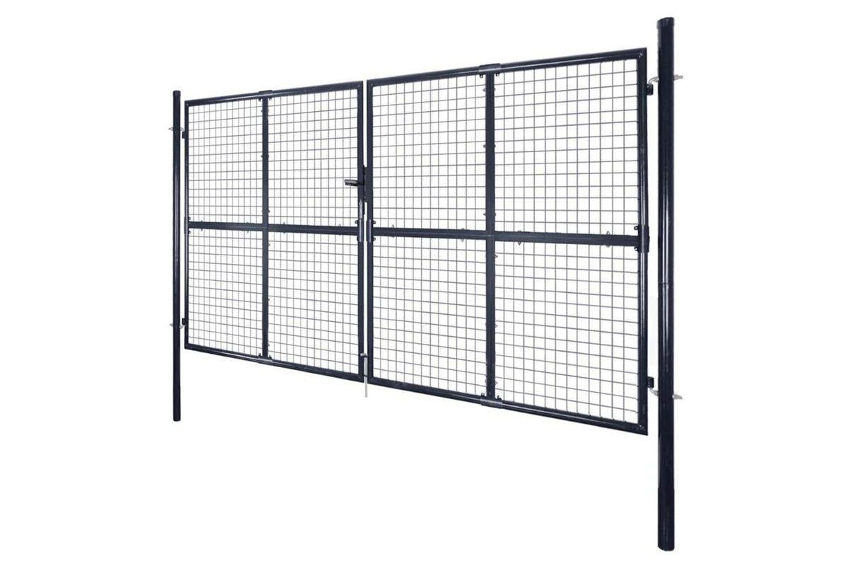 vidaXL 143365 Mesh Garden Gate Galvanised Steel 289x150cm Grey-2