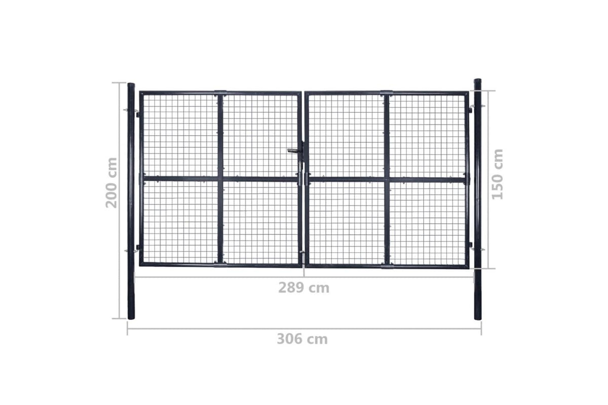 vidaXL 143365 Mesh Garden Gate Galvanised Steel 289x150cm Grey-9