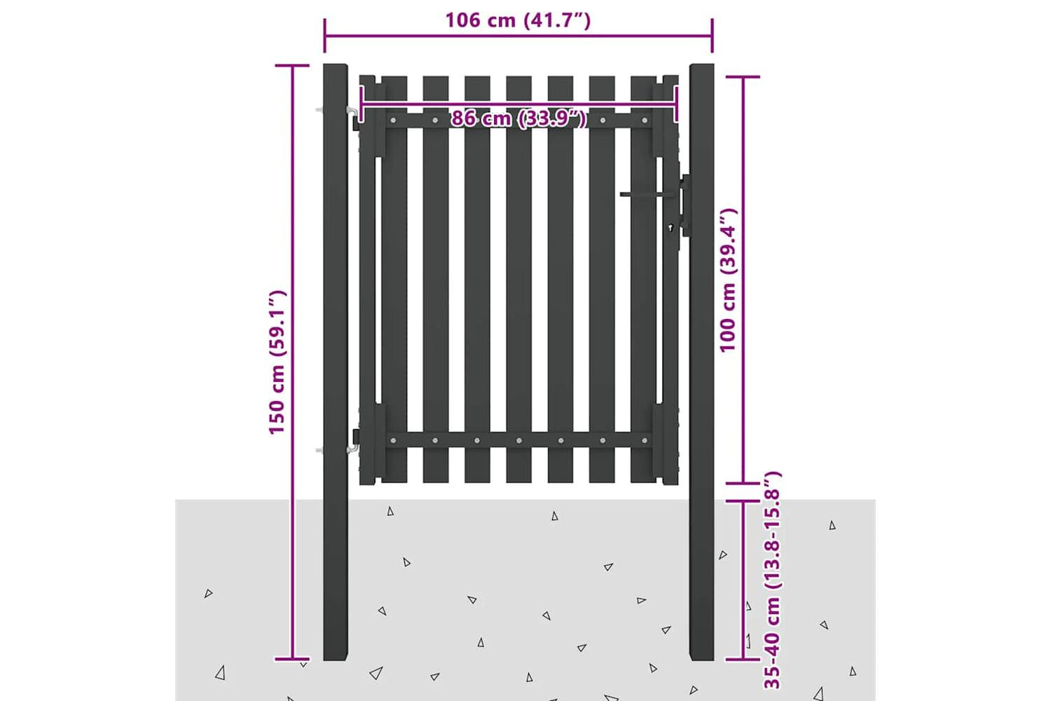 Vidaxl 146328 Garden Fence Gate Steel 1x1.5 M Anthracite-4