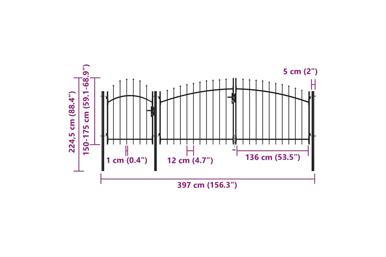 Vidaxl 144365 Garden Gate Steel 2.25x4 M Black-5