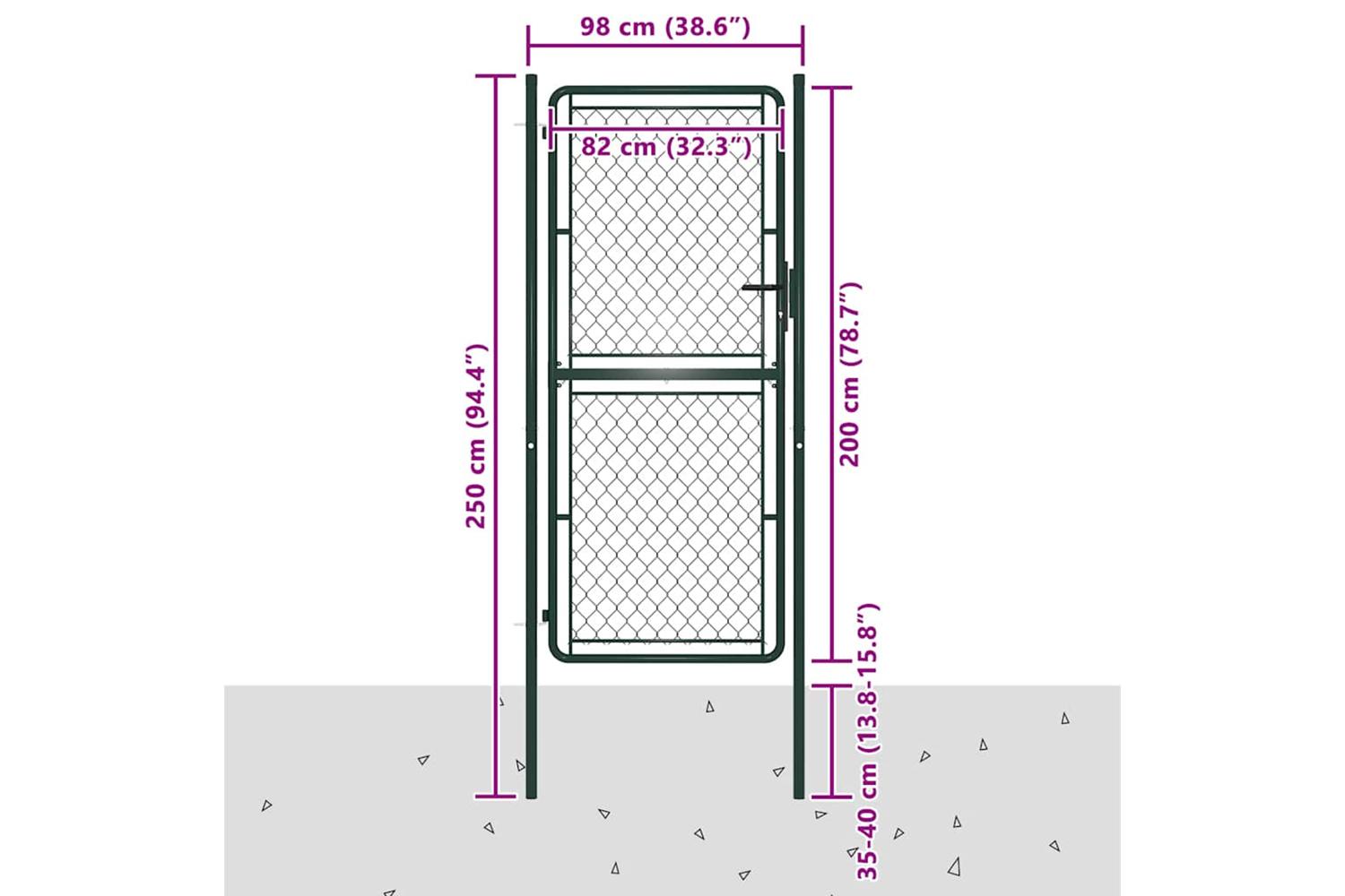 vidaXL 144407 Garden Gate Steel 100x200cm Green-4