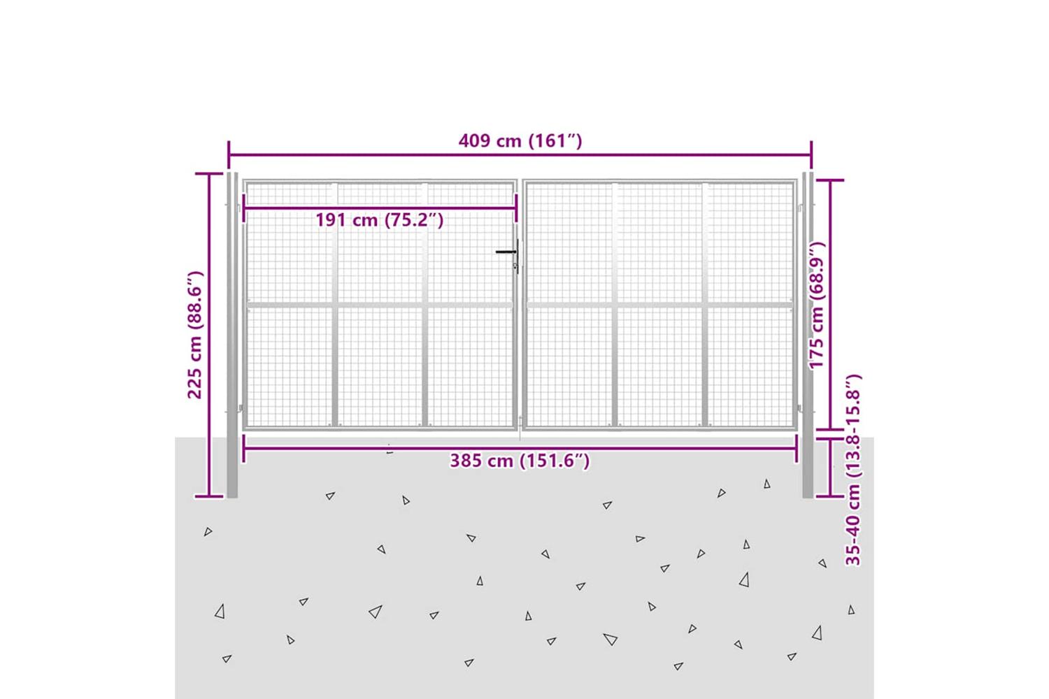 vidaXL 144302 Garden Gate Galvanised Steel 415x225cm Silver-5