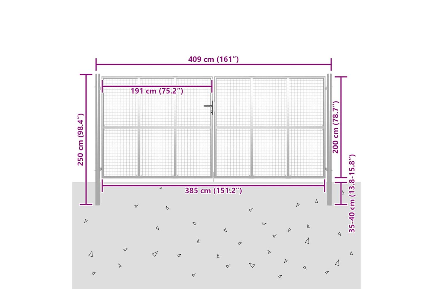 vidaXL 144303 Garden Gate Galvanised Steel 415x250cm Silver-5