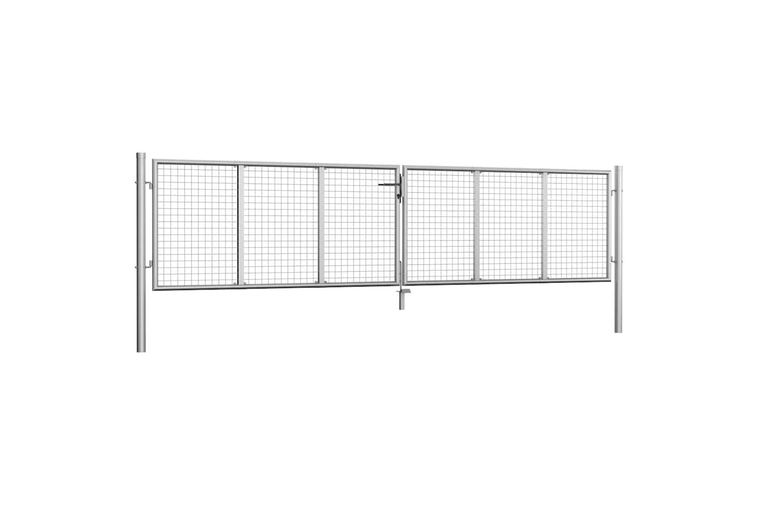 vidaXL 144298 Garden Gate Galvanised Steel 415x125cm Silver-2