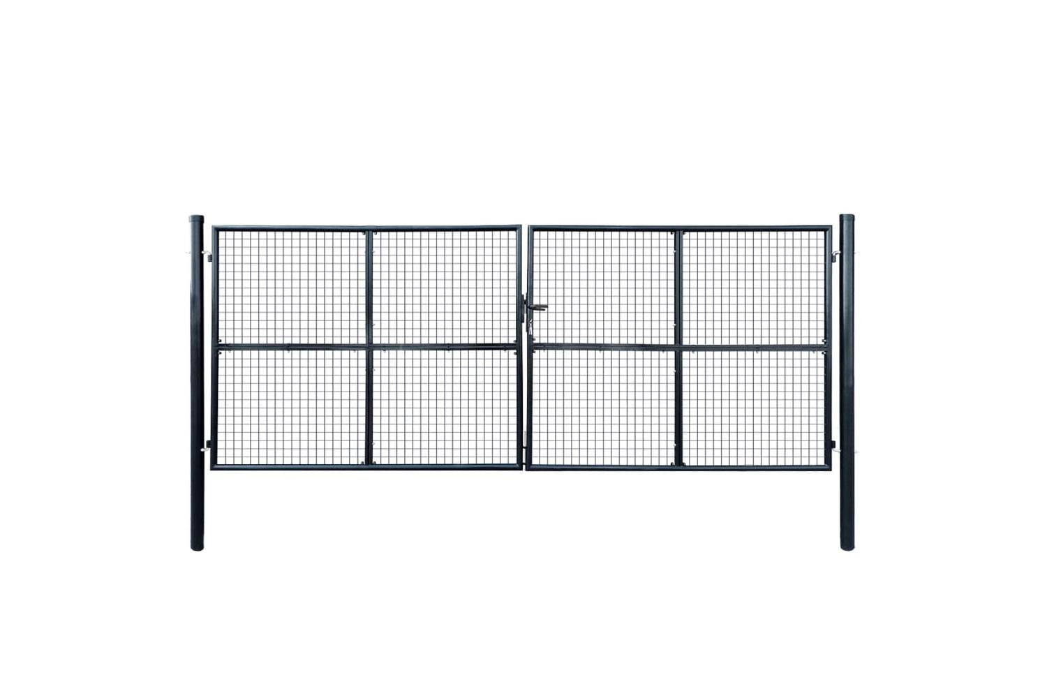 vidaXL 143377 Mesh Garden Gate Galvanised Steel 400x150cm Grey