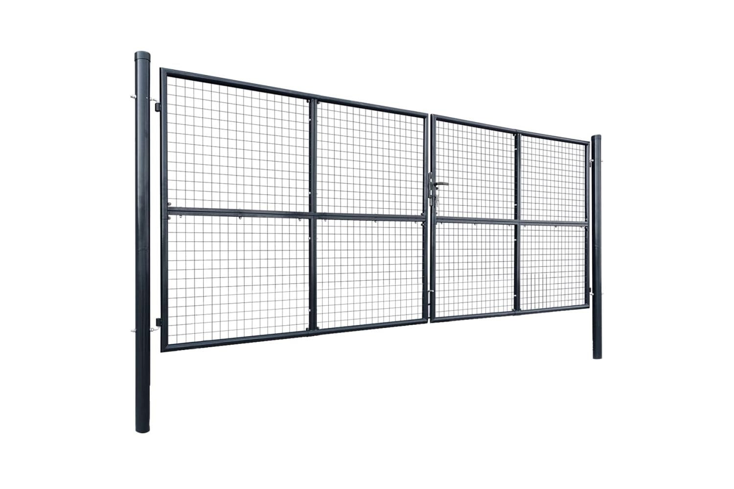vidaXL 143377 Mesh Garden Gate Galvanised Steel 400x150cm Grey-2