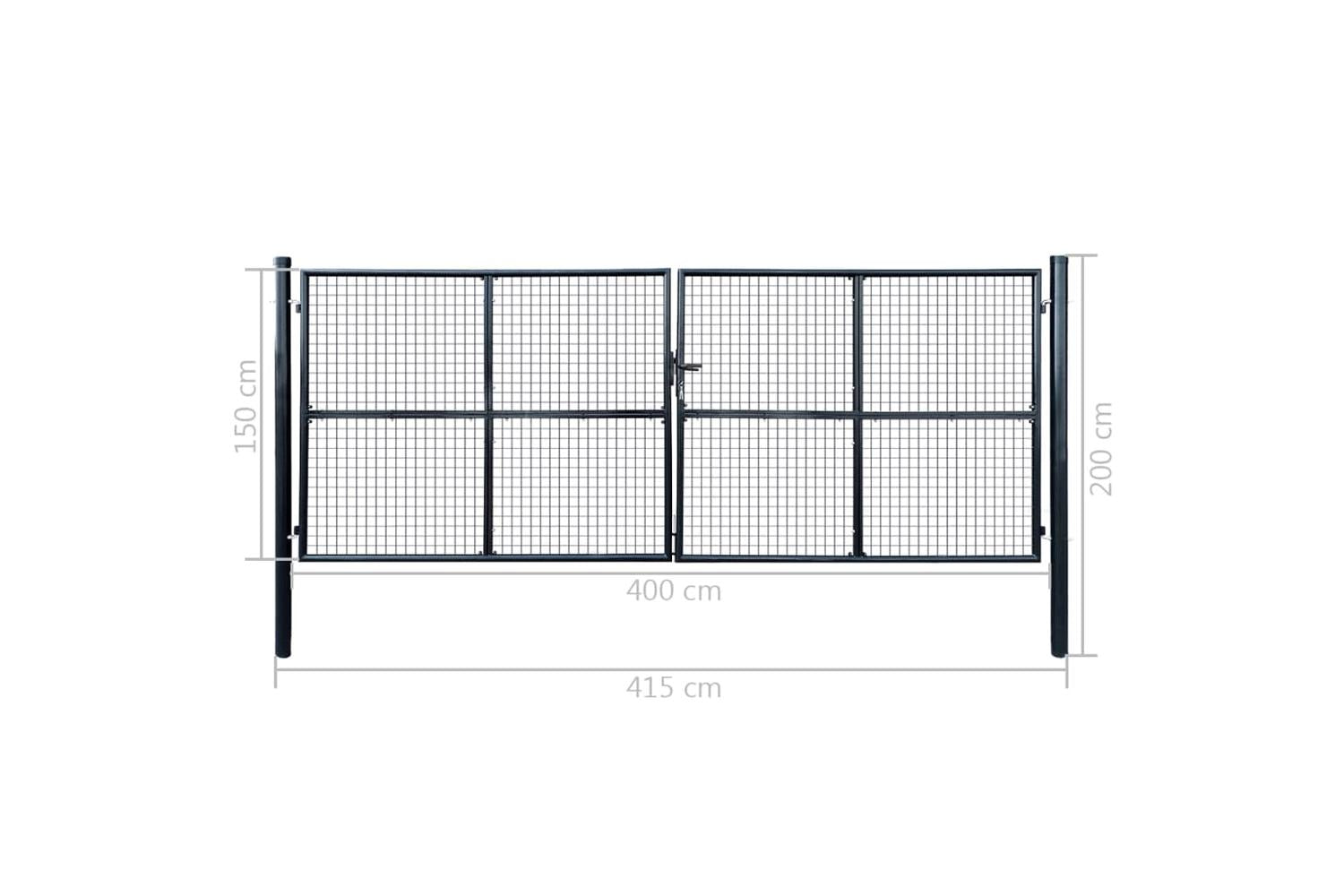 vidaXL 143377 Mesh Garden Gate Galvanised Steel 400x150cm Grey-6