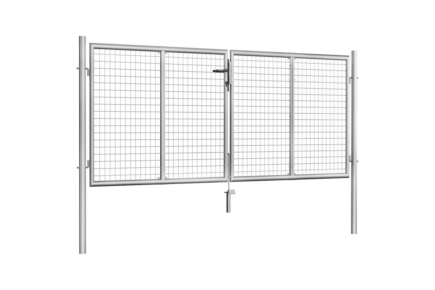 vidaXL 144762 Garden Gate Galvanised Steel 306x150cm Silver-2