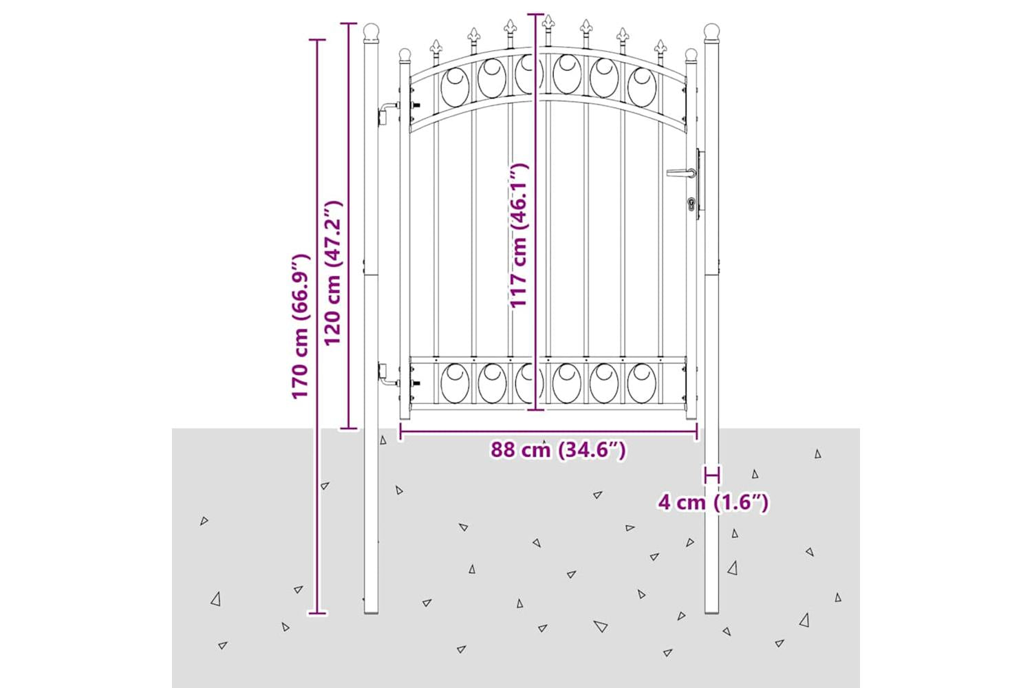 vidaXL 146375 Fence Gate With Spikes Steel 100x150cm Green-5