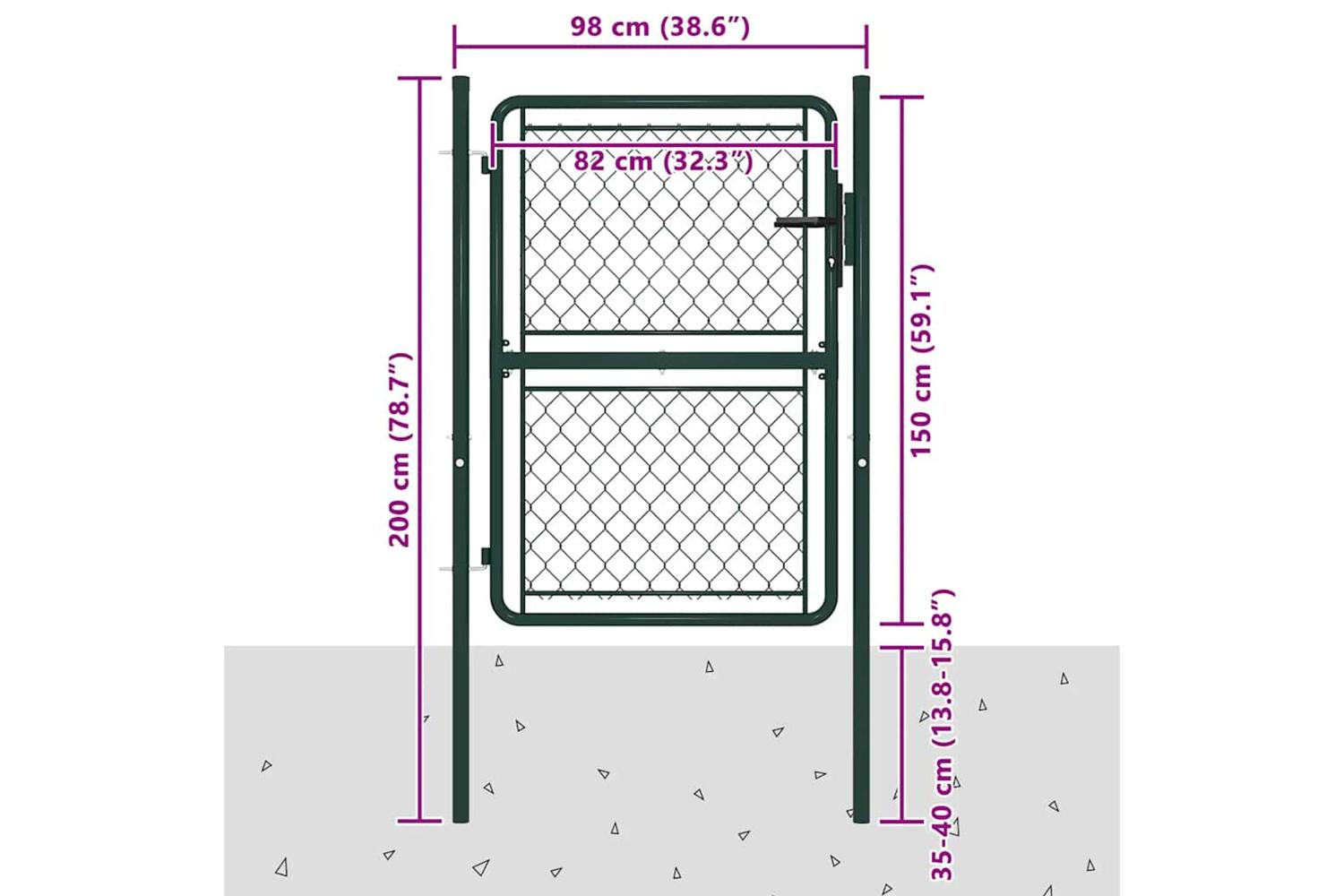 vidaXL 144405 Garden Gate Steel 100x150cm Green-4