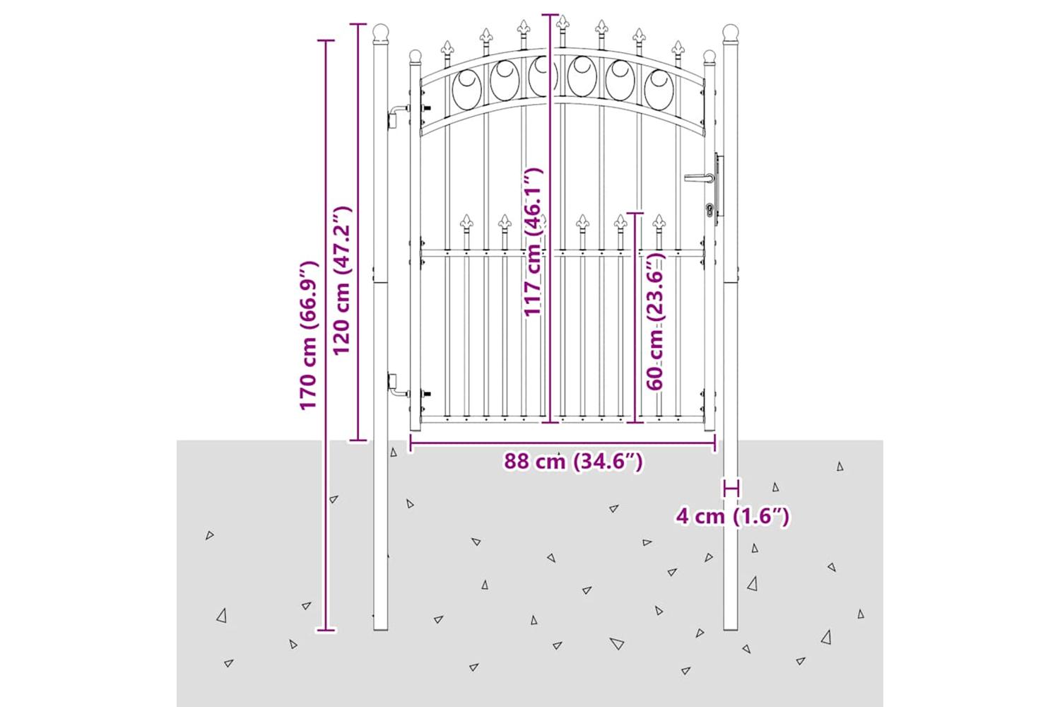 vidaXL 146390 Fence Gate With Spikes Steel 100x150cm Black-5