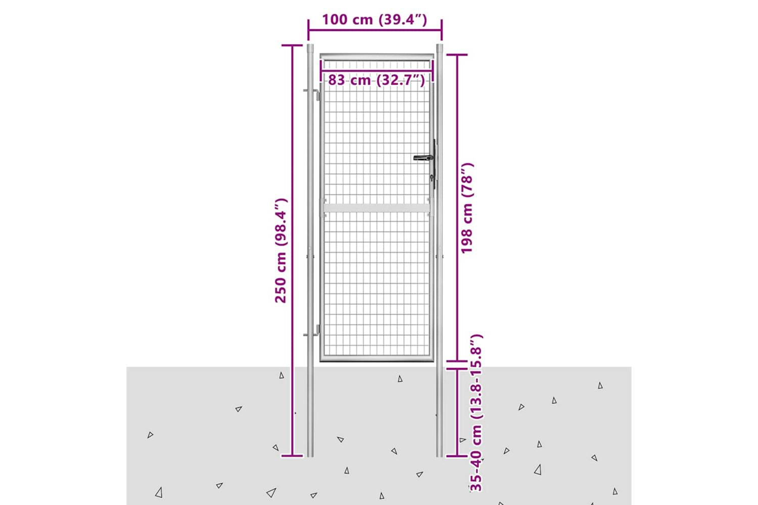 vidaXL 144760 Garden Gate Galvanised Steel 105x250cm Silver-5