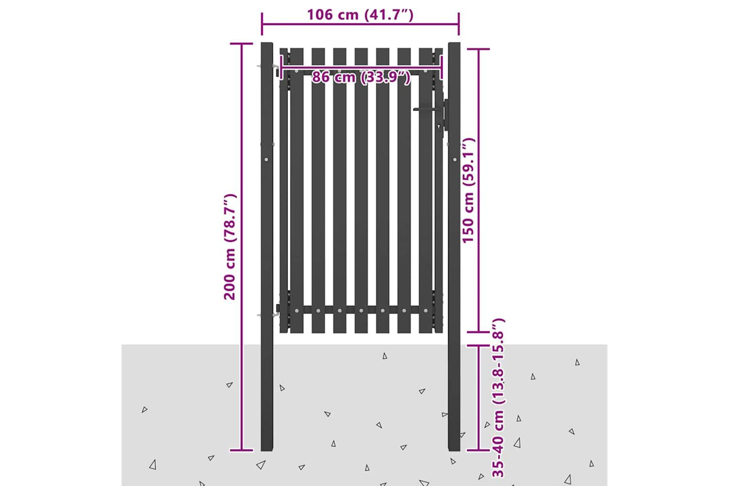 Vidaxl 146330 Garden Fence Gate Steel 1x2 M Anthracite-4
