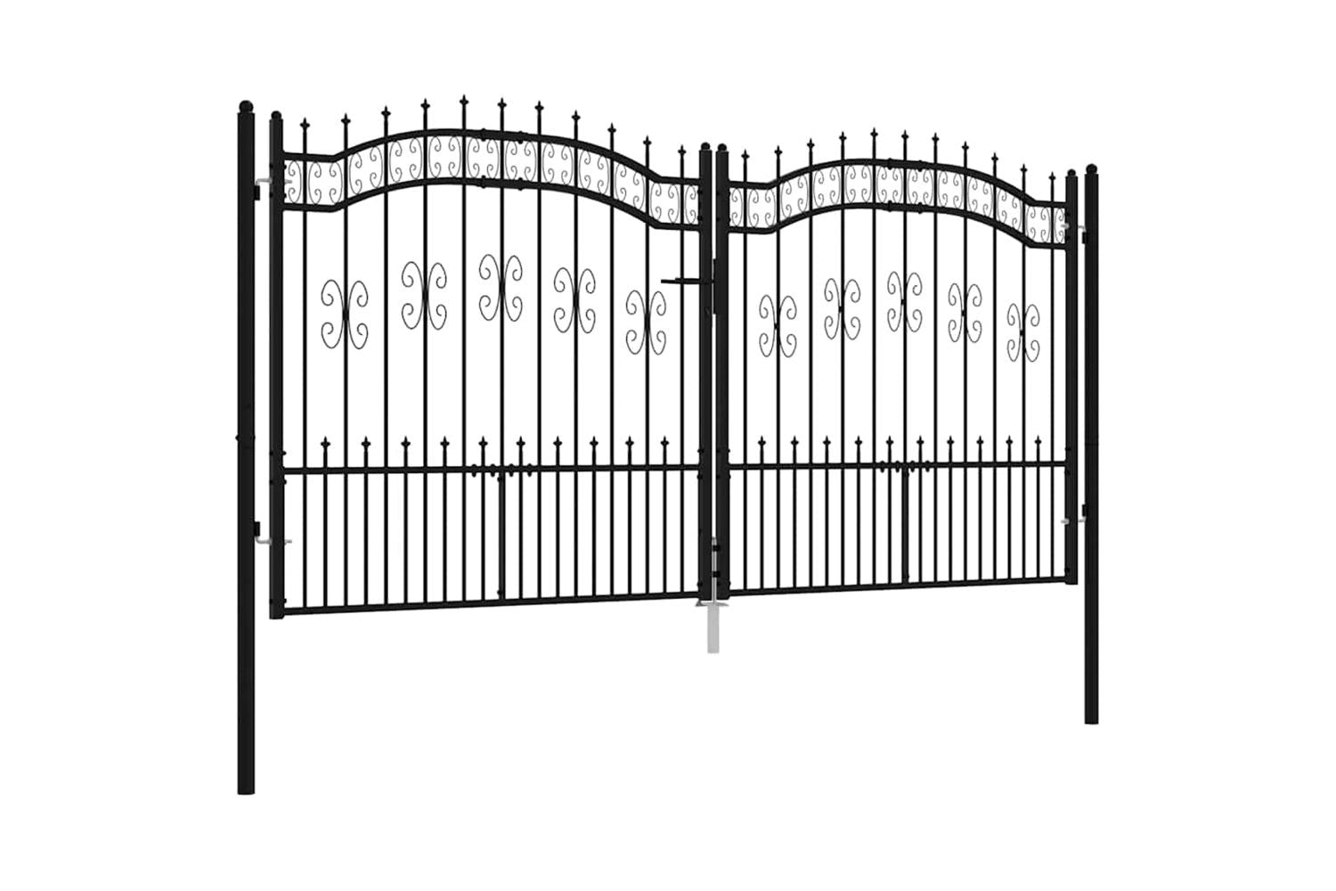 vidaXL 151097 Fence Gate With Spear Top Black 305x198cm Powder-coated Steel