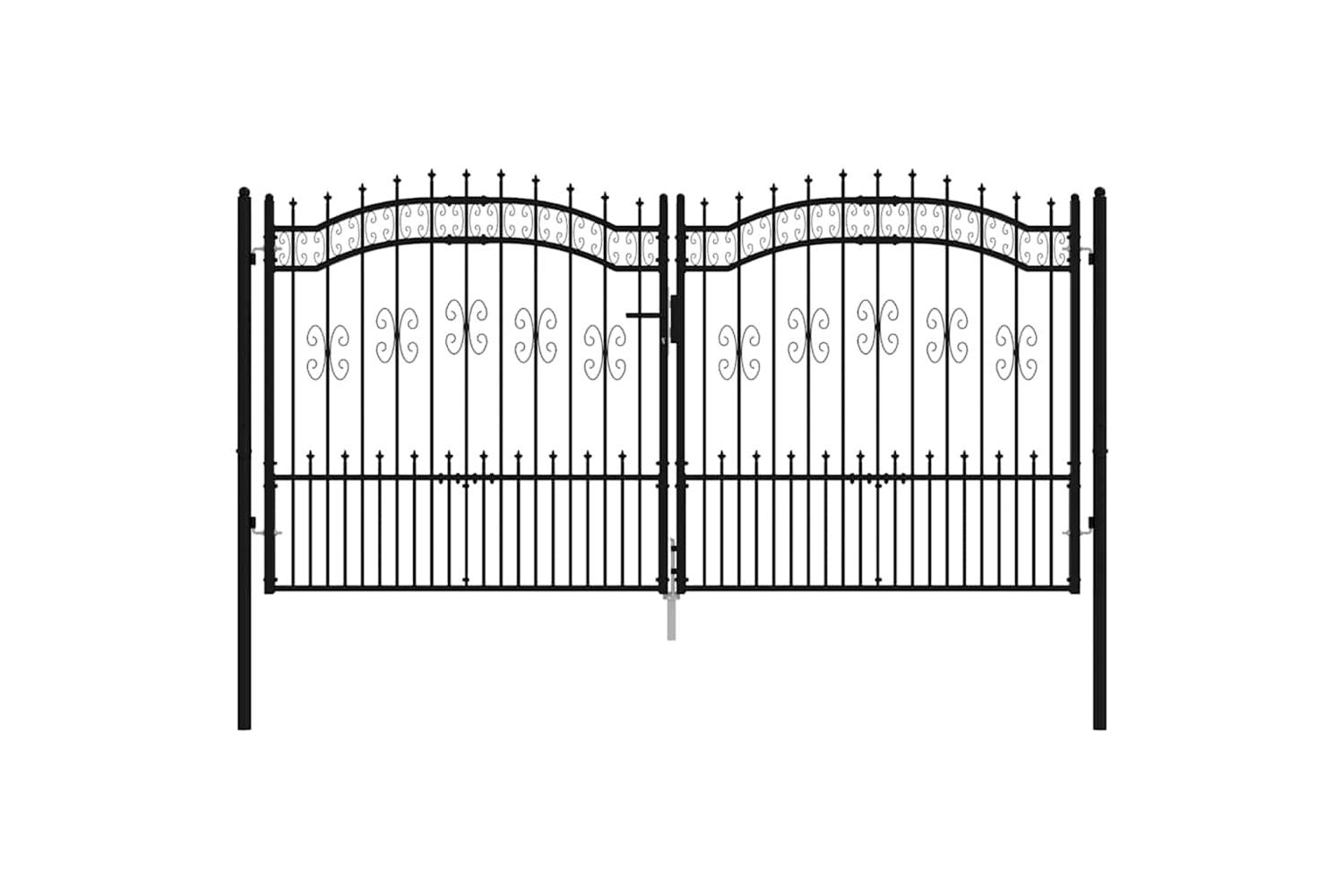 vidaXL 151097 Fence Gate With Spear Top Black 305x198cm Powder-coated Steel-3