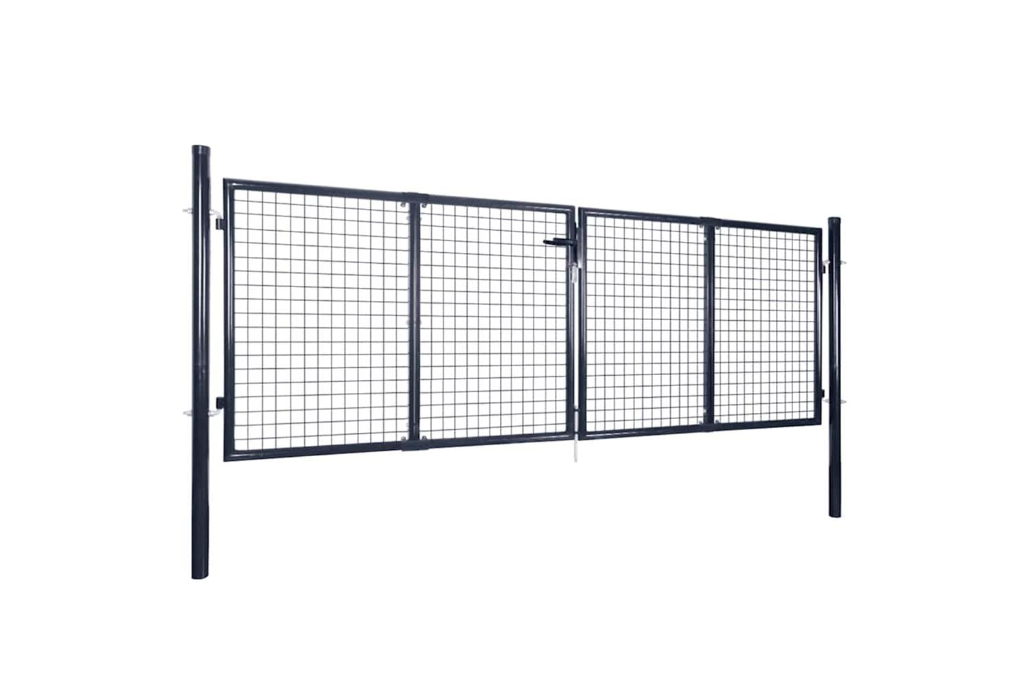 vidaXL 143363 Mesh Garden Gate Galvanised Steel 289x100cm Grey-2