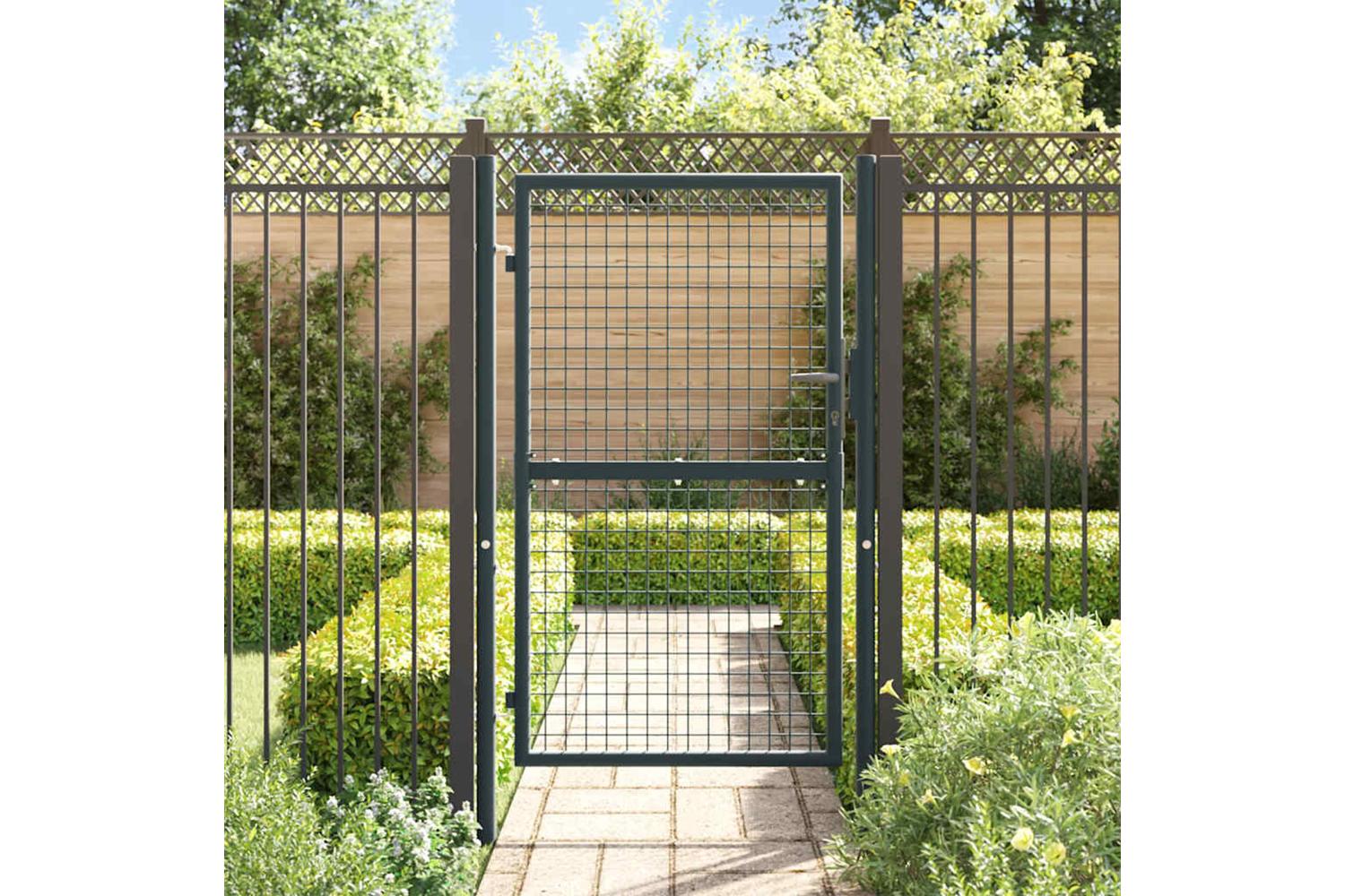 vidaXL 145773 Mesh Garden Gate Galvanised Steel 100x200cm Grey-2