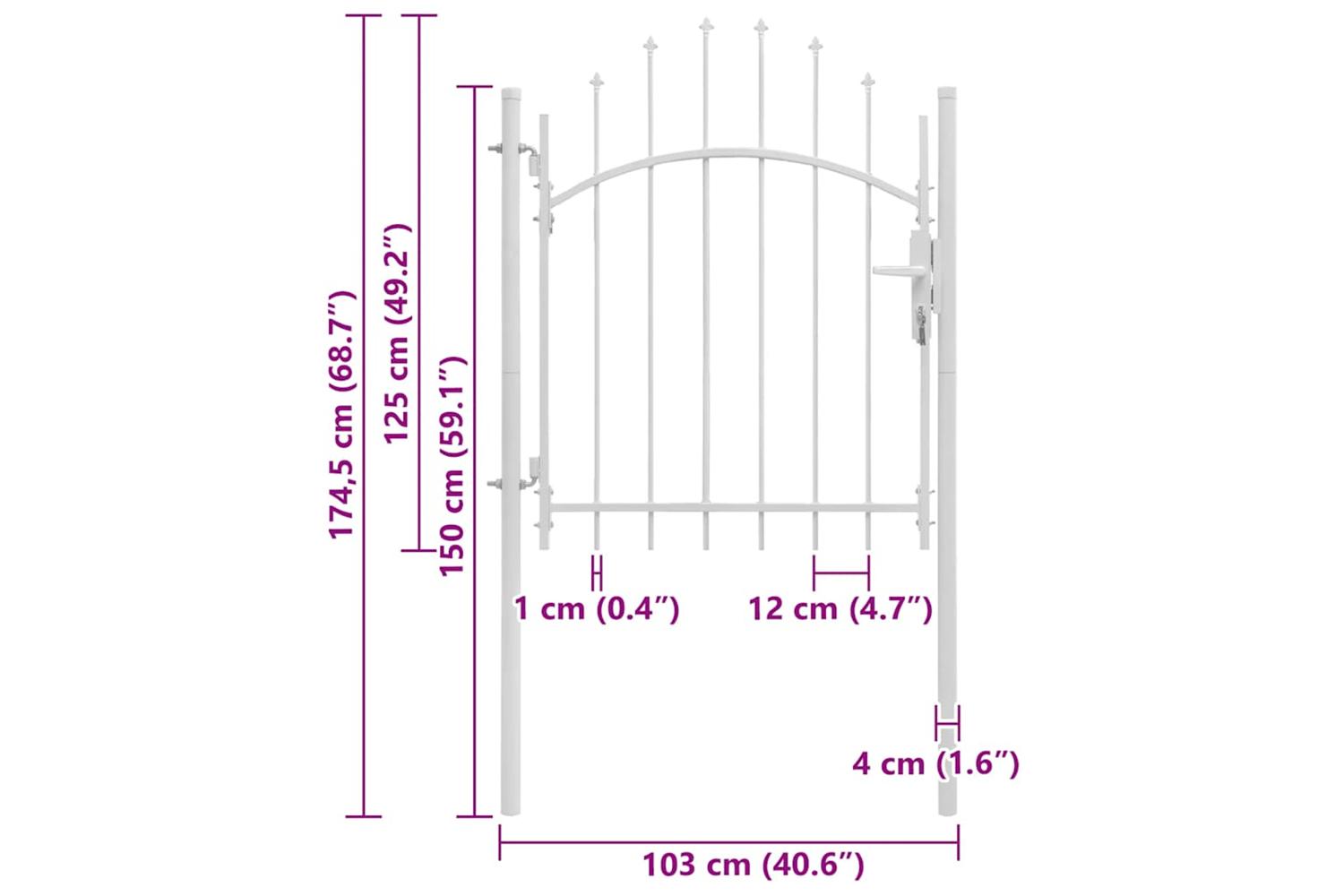 Vidaxl 143064 Garden Gate Steel 1x1.75 M White-5