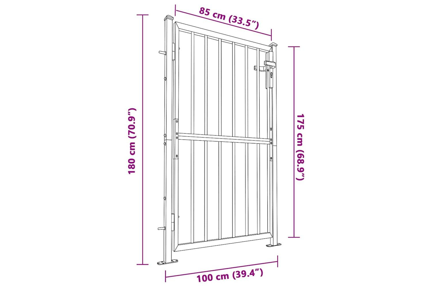 Vidaxl Garden Gate 100x180 Cm Stainless Steel-7