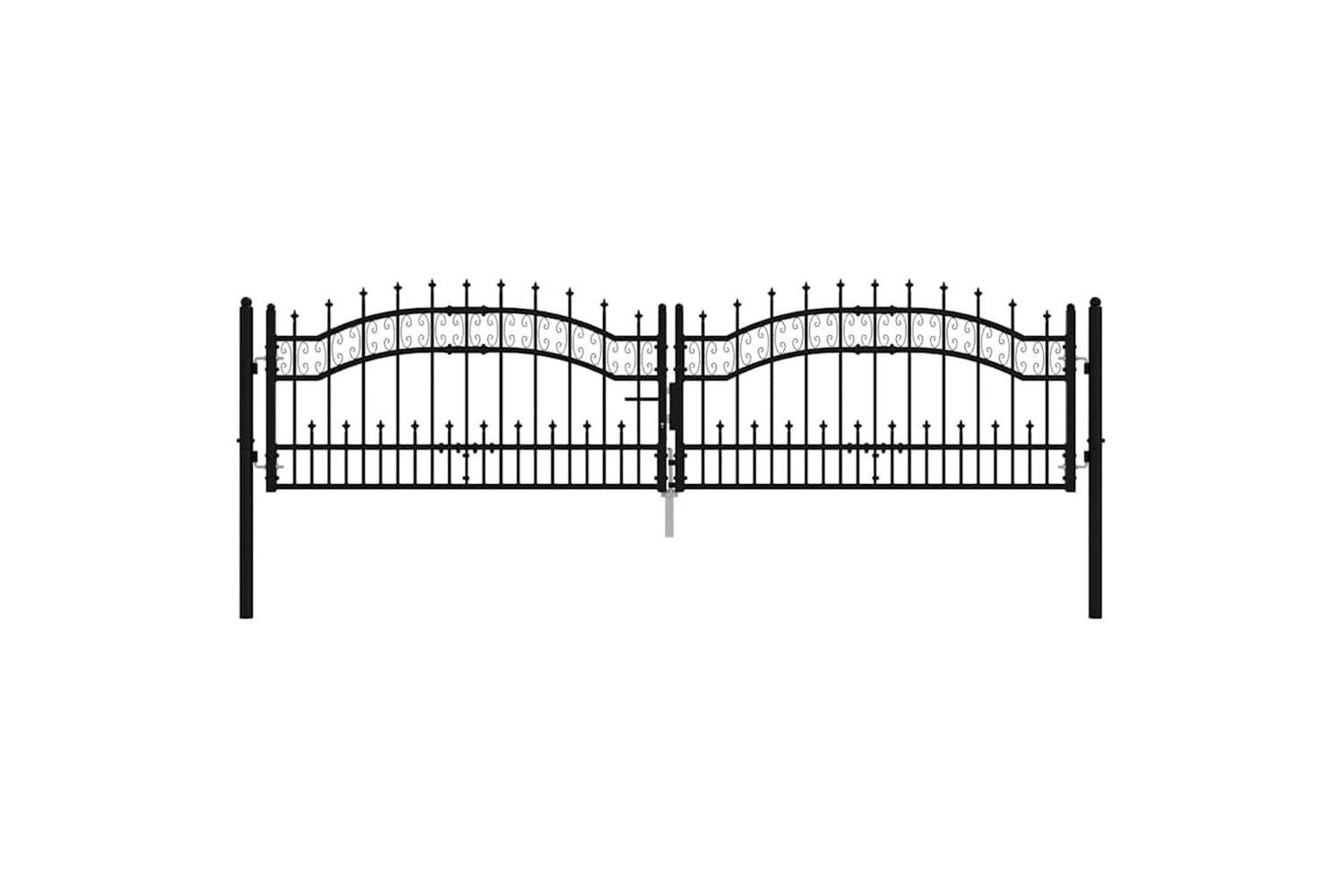 vidaXL 151094 Fence Gate With Spear Top Black 305x120cm Powder-coated Steel-3
