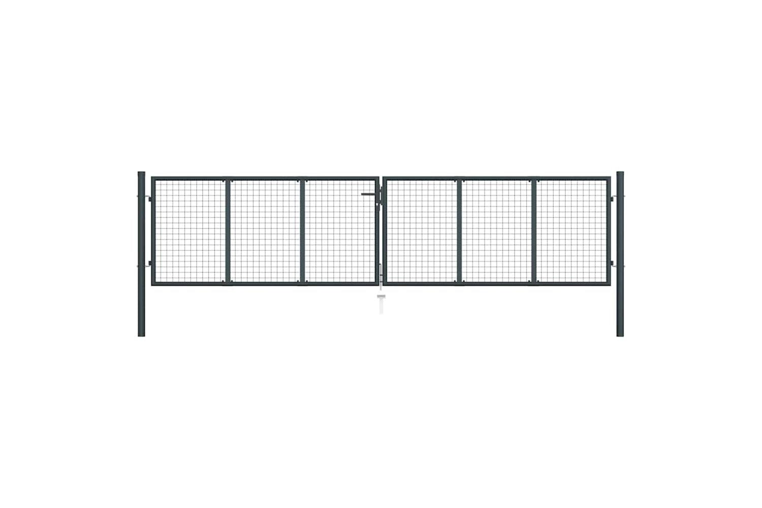 vidaXL 145776 Mesh Garden Gate Galvanised Steel 400x125cm Grey