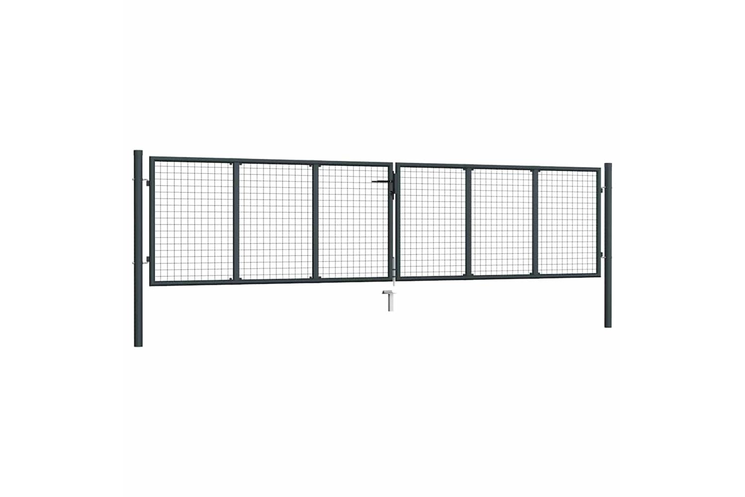 vidaXL 145776 Mesh Garden Gate Galvanised Steel 400x125cm Grey-2
