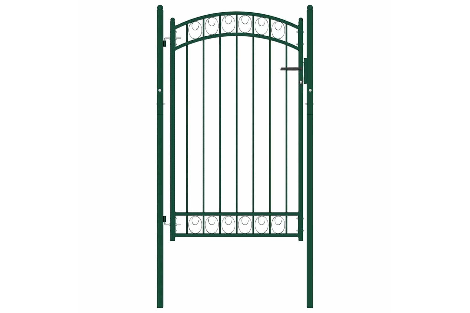 vidaXL 146365 Fence Gate With Arched Top Steel 100x150cm Green-2