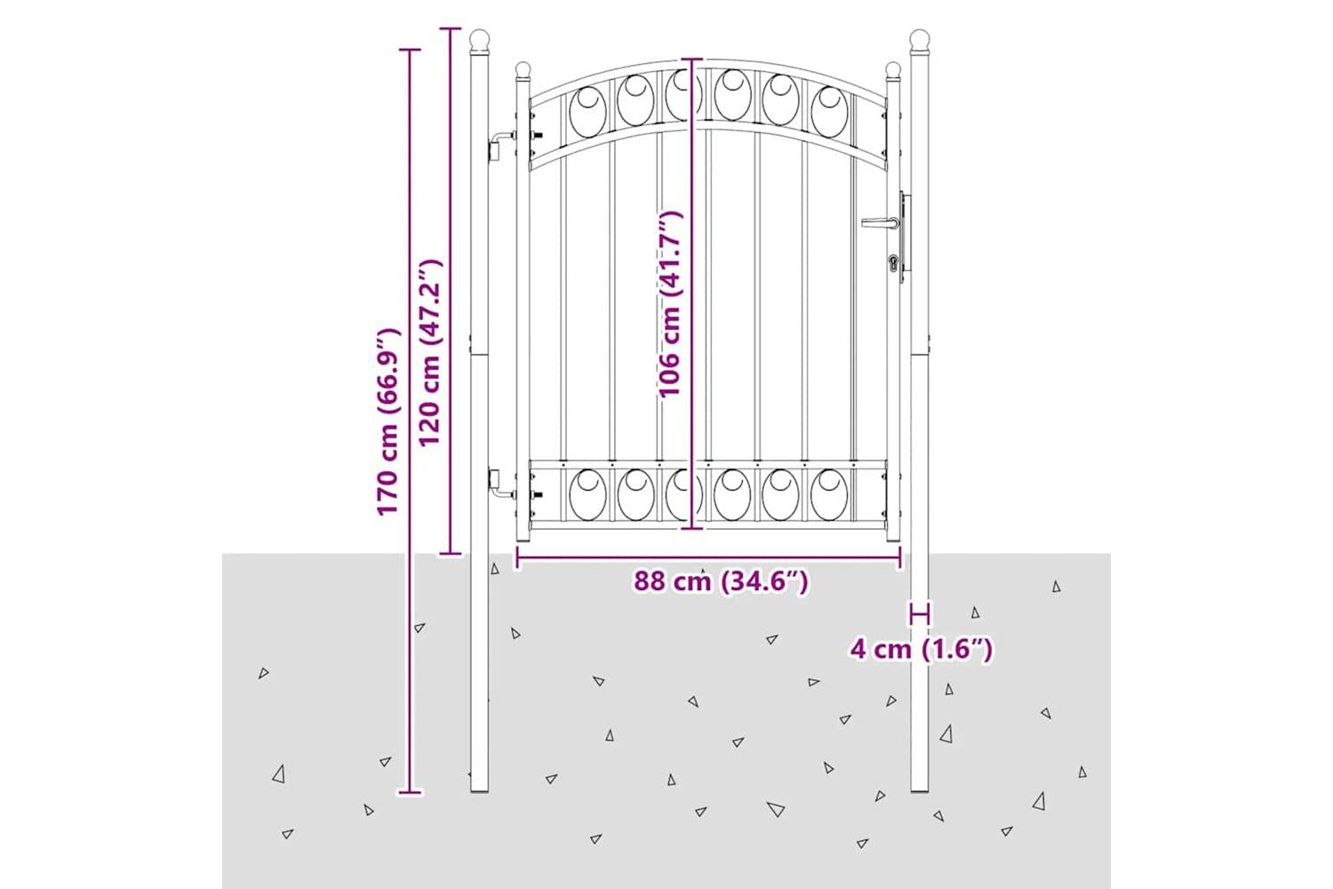 vidaXL 146365 Fence Gate With Arched Top Steel 100x150cm Green-5