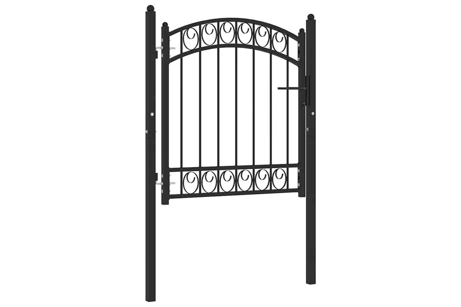 vidaXL 146368 Fence Gate With Arched Top Steel 100x100cm Black