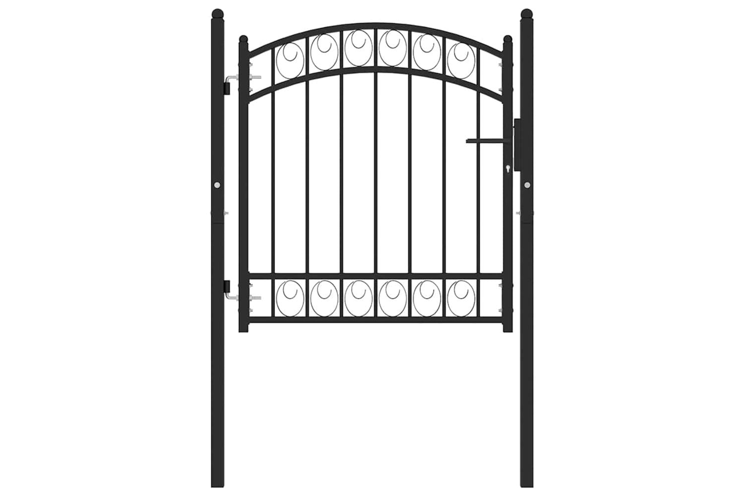 vidaXL 146368 Fence Gate With Arched Top Steel 100x100cm Black-2