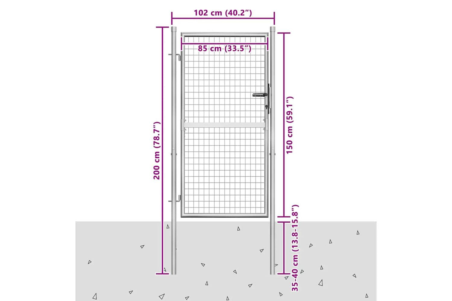 vidaXL Garden Gate Galvanised Steel 105x200cm Silver-5