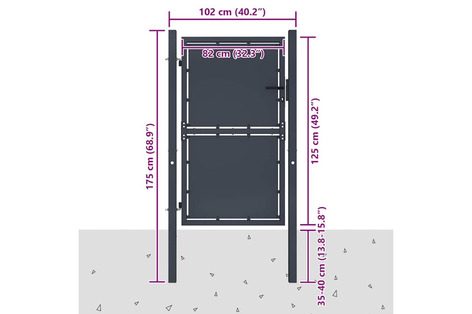 vidaXL 144519 Garden Gate Steel 100x125cm Anthracite-4
