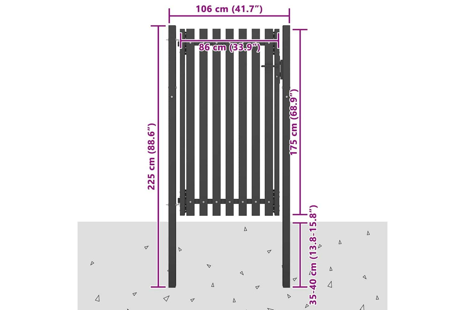 Vidaxl 146331 Garden Fence Gate Steel 1x2.25 M Anthracite-4