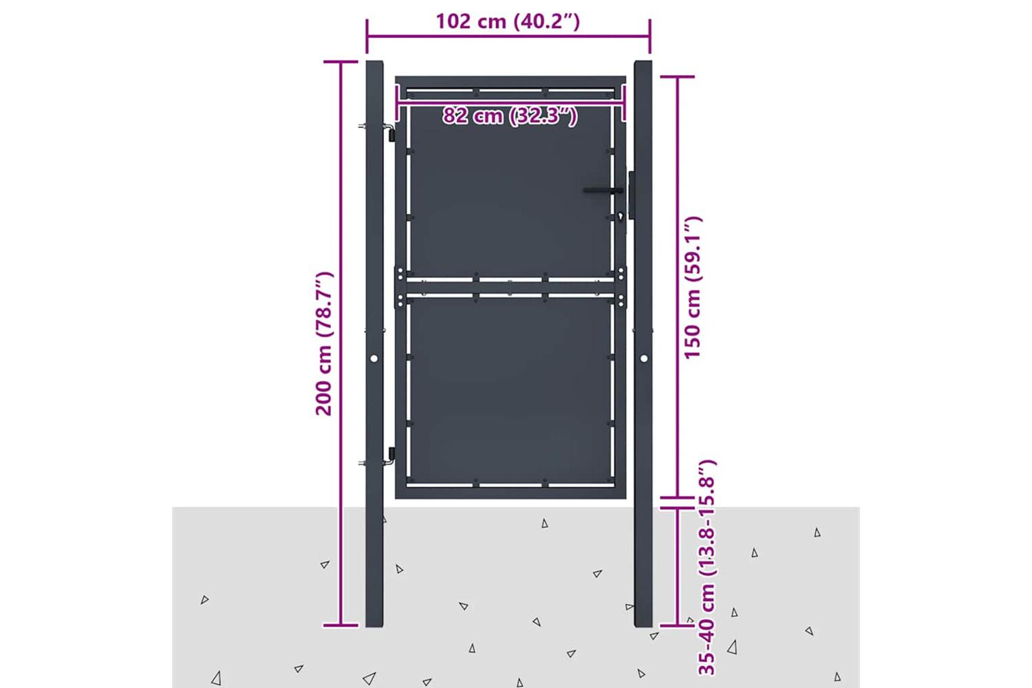 vidaXL 144520 Garden Gate Steel 100x150cm Anthracite-4