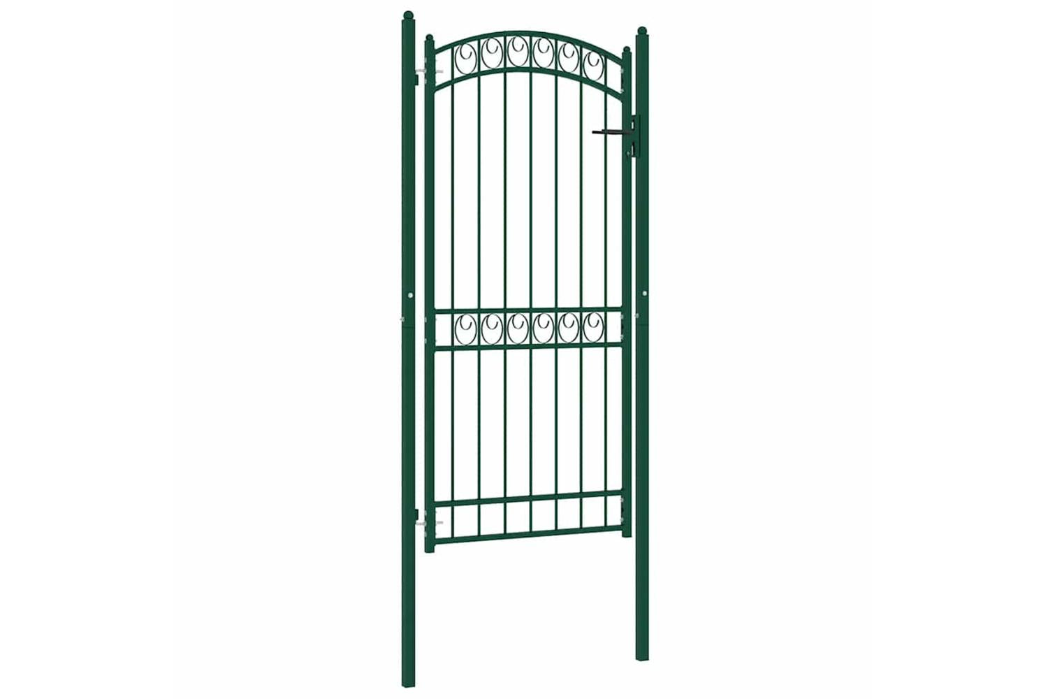 vidaXL 146367 Fence Gate With Arched Top Steel 100x200cm Green