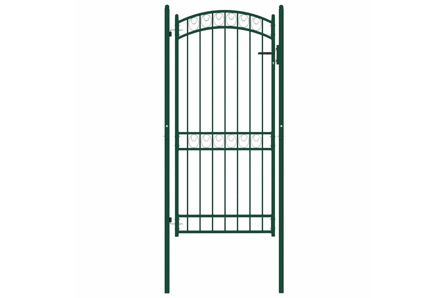 vidaXL 146367 Fence Gate With Arched Top Steel 100x200cm Green-2