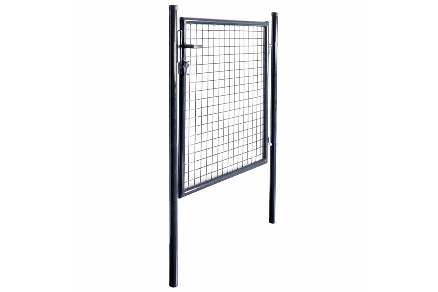 vidaXL 143369 Mesh Garden Gate Galvanised Steel 85.5x100cm Grey-2