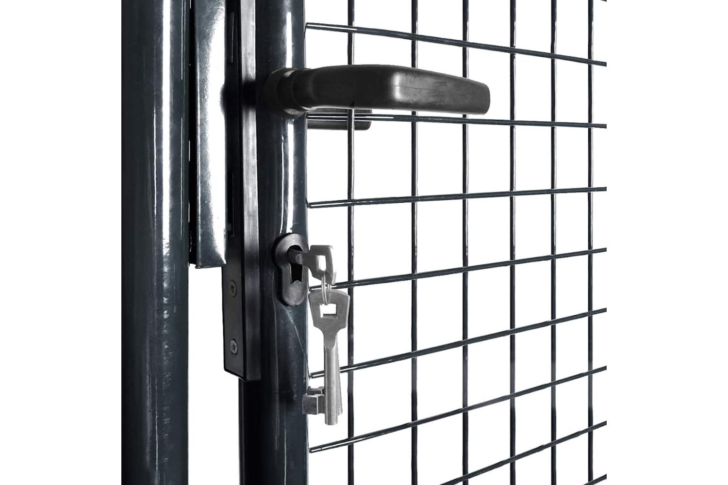 vidaXL 143369 Mesh Garden Gate Galvanised Steel 85.5x100cm Grey-4