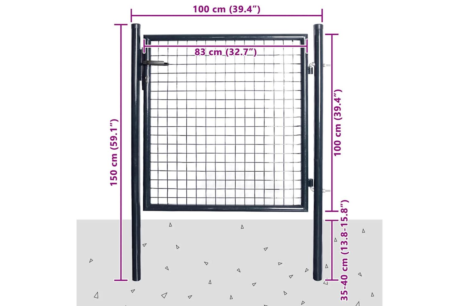 vidaXL 143369 Mesh Garden Gate Galvanised Steel 85.5x100cm Grey-5