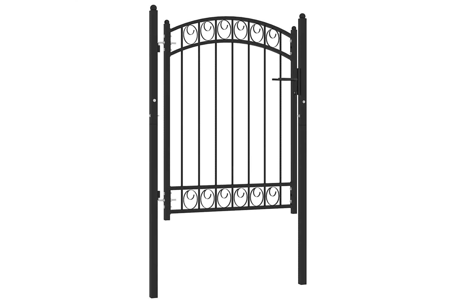 vidaXL 146369 Fence Gate With Arched Top Steel 100x125cm Black
